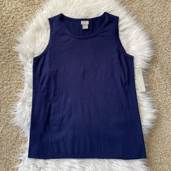 {Chico's} Sleeveless Knit Sweater Tank in Navy - Women's Medium (1) - Picture 1 of 7